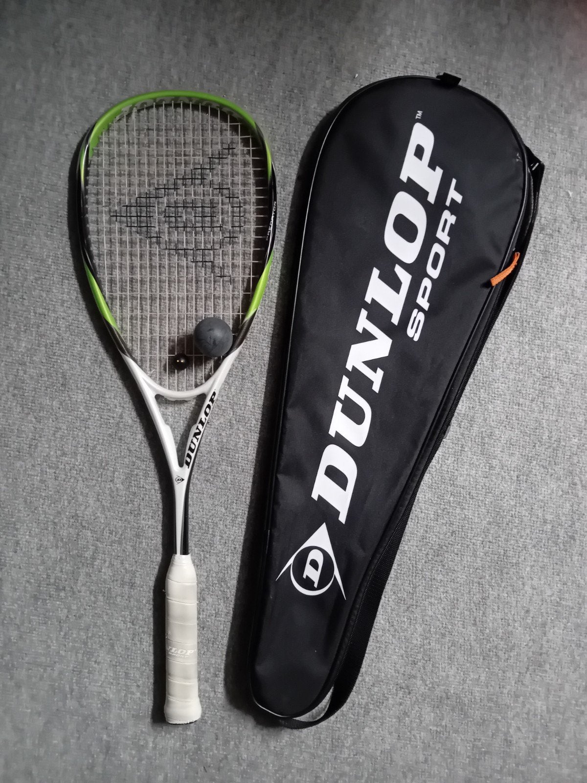 Dunlop Squash Racket met Hoes en Bal, Ophalen, Gebruikt, Racket, Met hoes