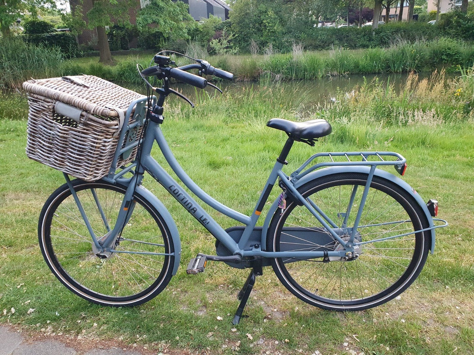 Prachtige Cortina blauw/grijs U4 Transportfiets, Fietsen en Brommers, Fietsen | Dames | Damesfietsen, Terugtraprem, Versnellingen