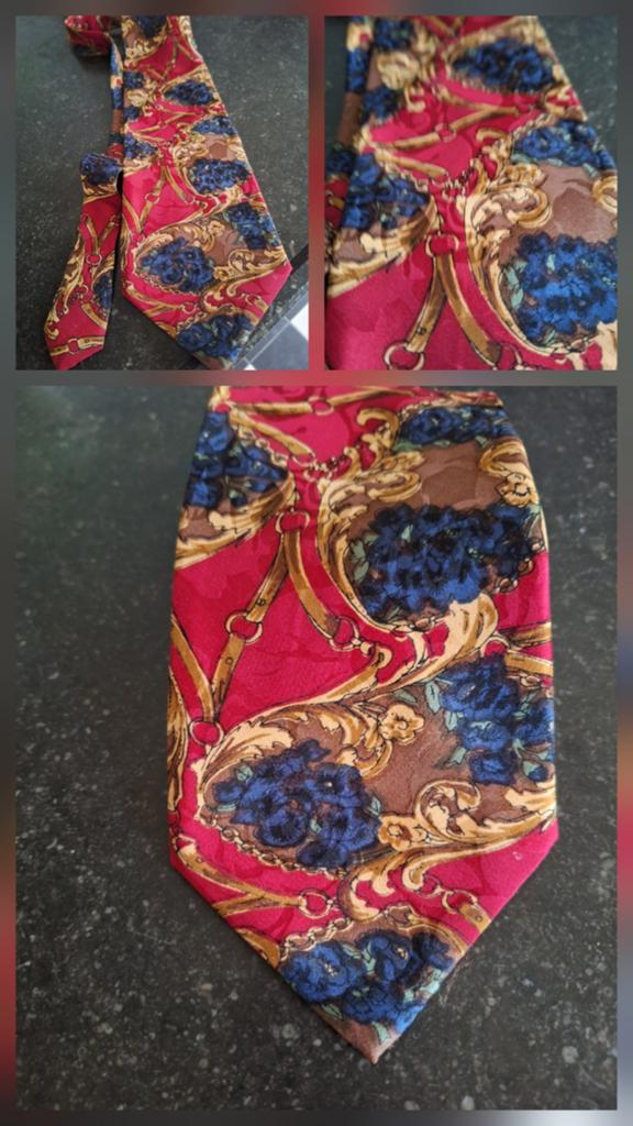 Vintage Carlo silk tie, Handmade zijden stropdas, Ophalen of Verzenden, Zo goed als nieuw, Rood