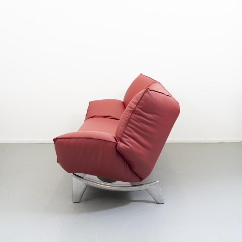 1x Leolux Tango 2-zits/192cm Bank Rood Leer - Metaal, Huis en Inrichting, Banken | Bankstellen, Niet ingevuld, 150 tot 200 cm