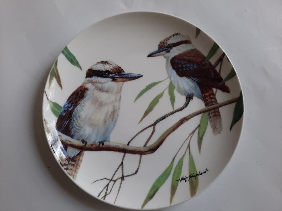 Decoratief bord met Kookaburra's - Australian Wildlife, Antiek en Kunst, Ophalen of Verzenden