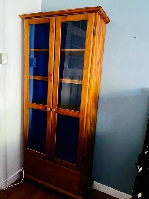 Originele grenen kast met 1 lade en 4 legplanken, Ophalen, Gebruikt, Met lade(s), 150 tot 200 cm