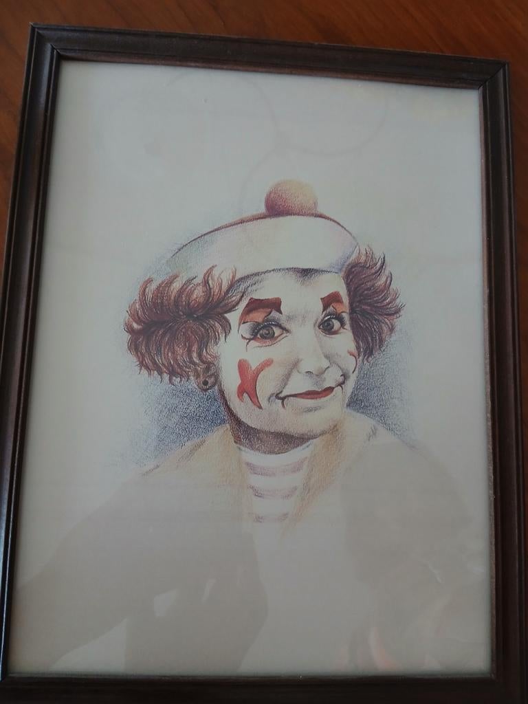 Schilderij clown vintage, Ophalen of Verzenden, Hout, Minder dan 50 cm