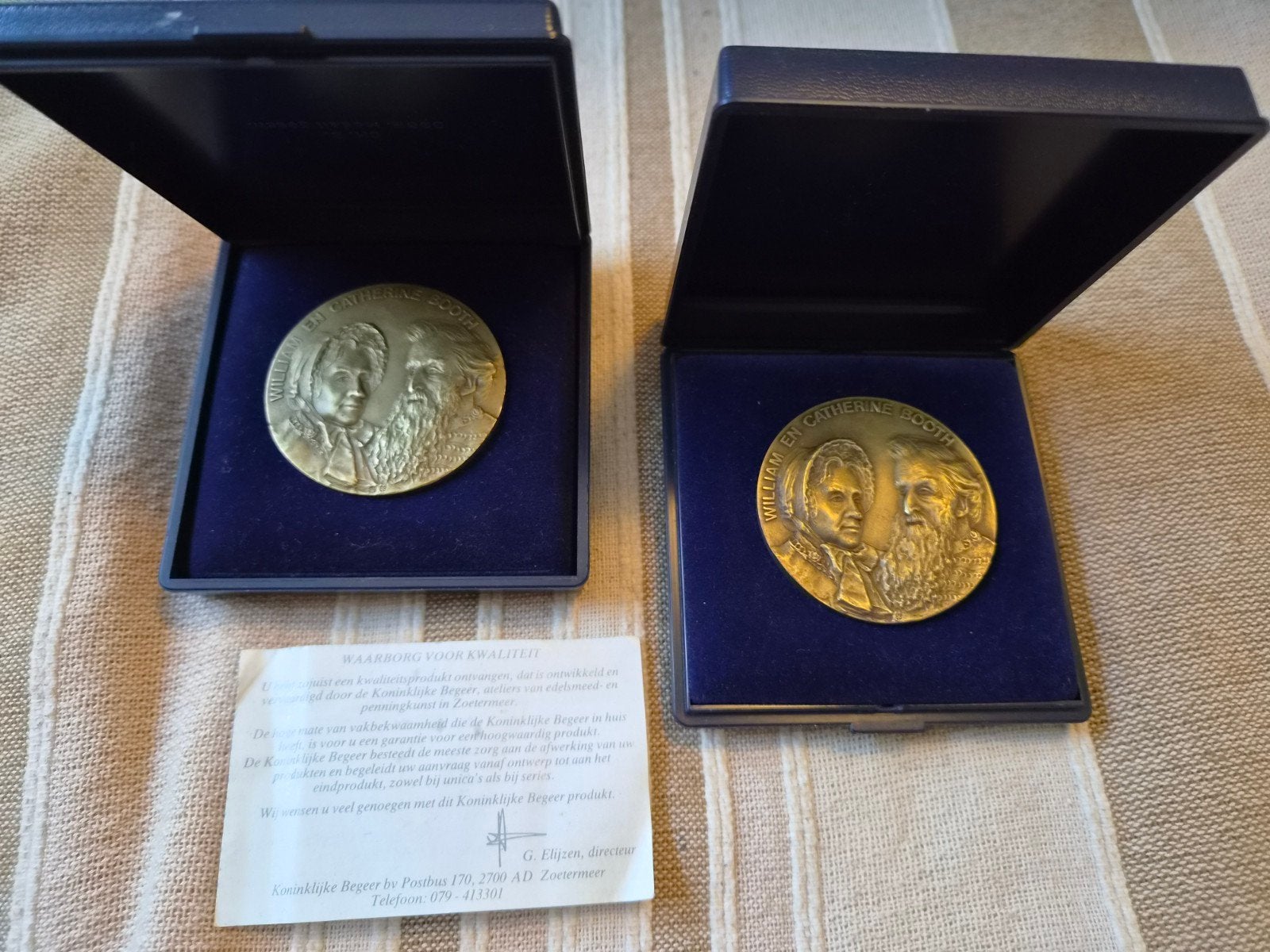 2x Bronzen Penning William & Catherine Booth Leger des Heils, Postzegels en Munten, Ophalen of Verzenden, Brons, Nederland