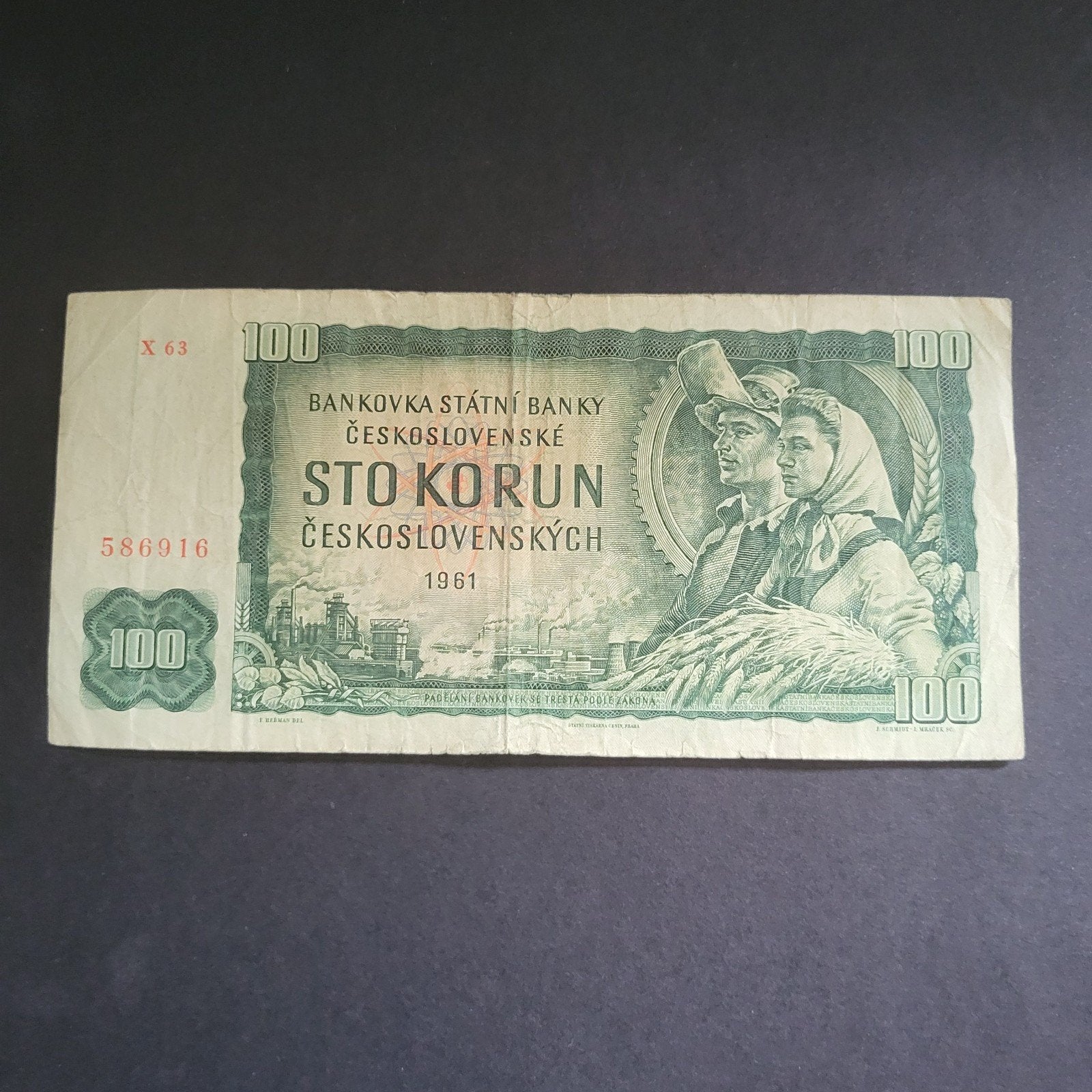 Tsjechoslowaakse 100 Korun Bankbiljet 1961, Verzenden, Overige landen, Los biljet