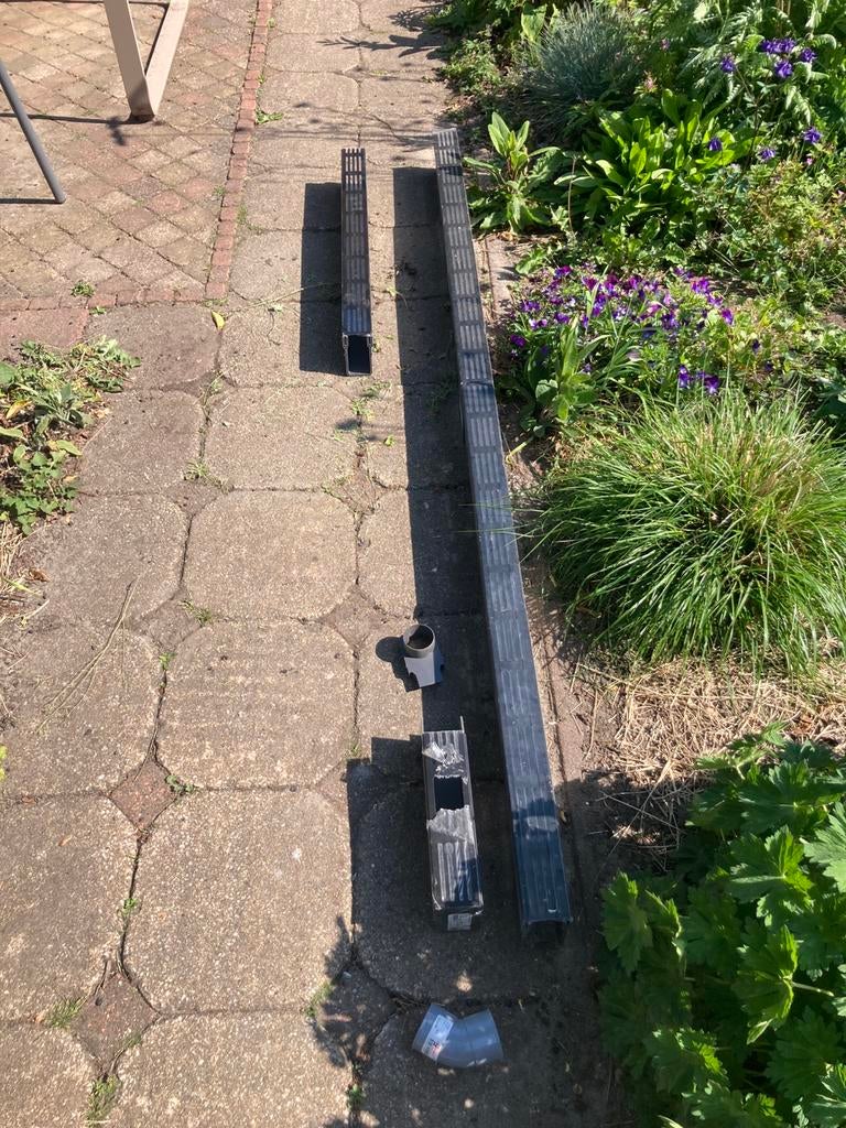 Aco slimline goot zwart rooster, 2,76m + verbinding/ uitloop, Ophalen, Afvoer, 2 tot 4 meter, Aluminium