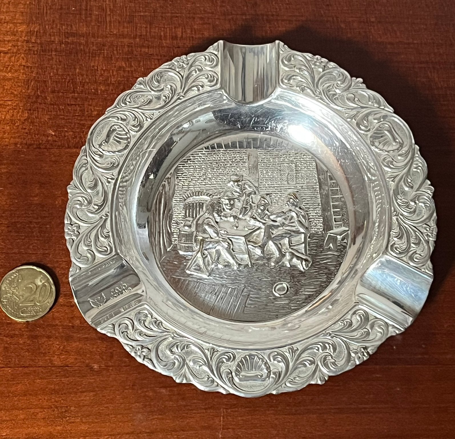 Mooie vintage verzilverde asbak., Ophalen of Verzenden