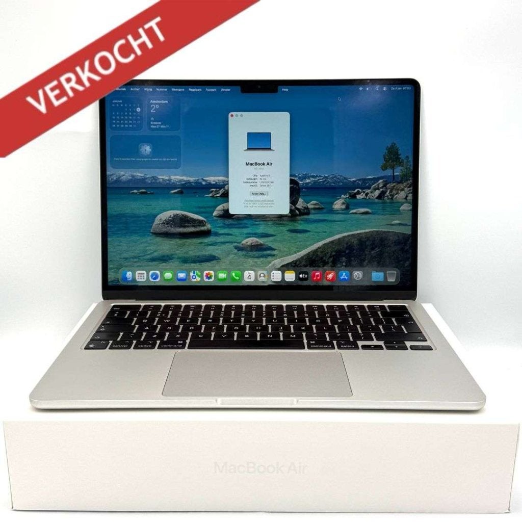 MacBook Air M2 256GB /100% batt /krasvrij /garantie, Apple, Zo goed als nieuw, Support@apple.com, Apple Park Way, Cupertino, California