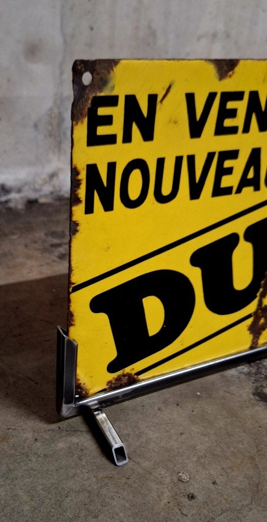 Antiek emaille reclamebord van Dunlop inclusief standaard., Antiek en Kunst, Ophalen of Verzenden