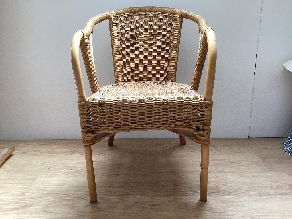 Rieten stoel, Huis en Inrichting, Stoelen, Ophalen, Gebruikt, Bruin, Riet of Rotan