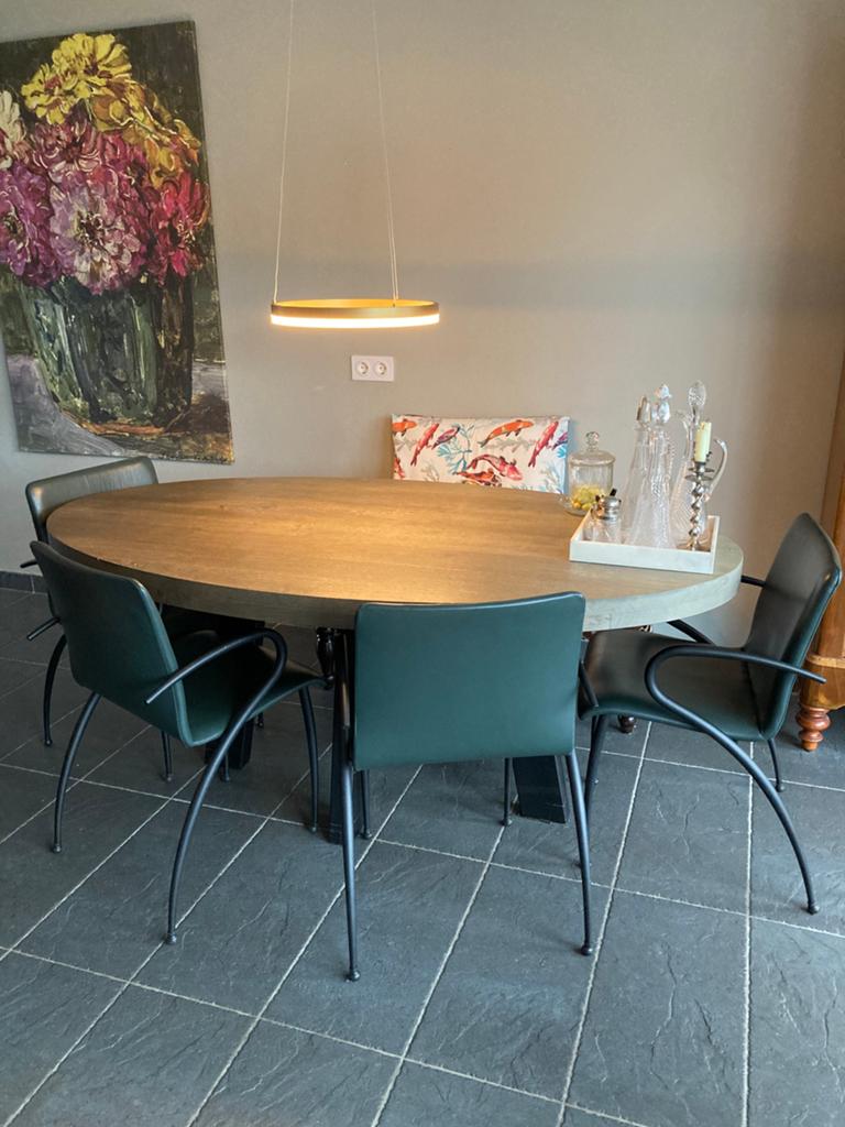 Vintage jaren 80 stoelen groen, Ophalen, Zo goed als nieuw, Zwart, Vier