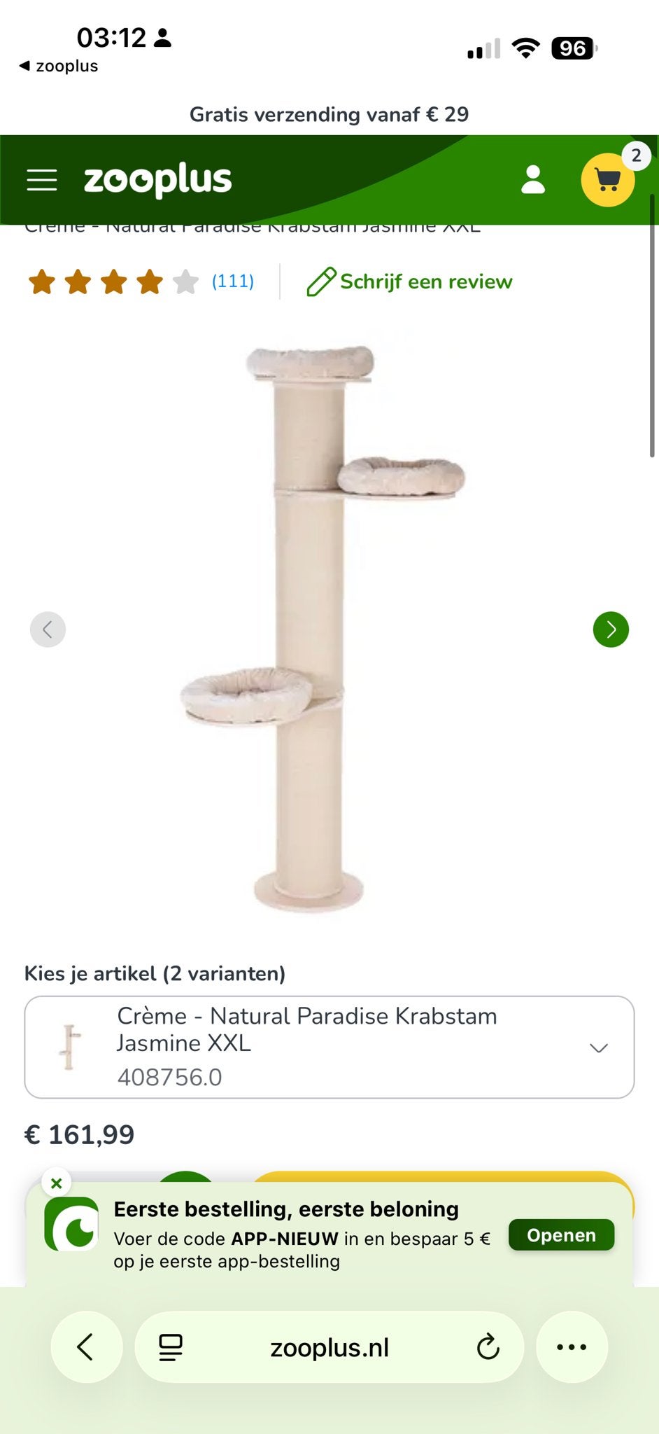 krabpaal xxl voor katten, Ophalen
