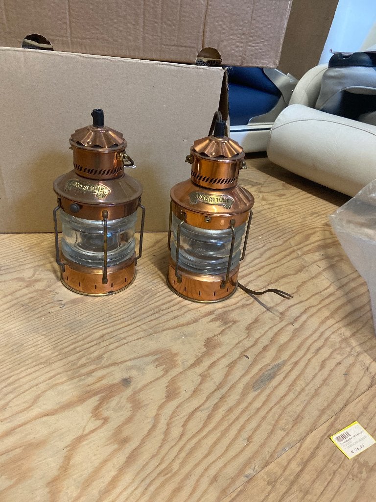 Set van 2 koperen scheepslampen - Maritieme decoratie, Ophalen