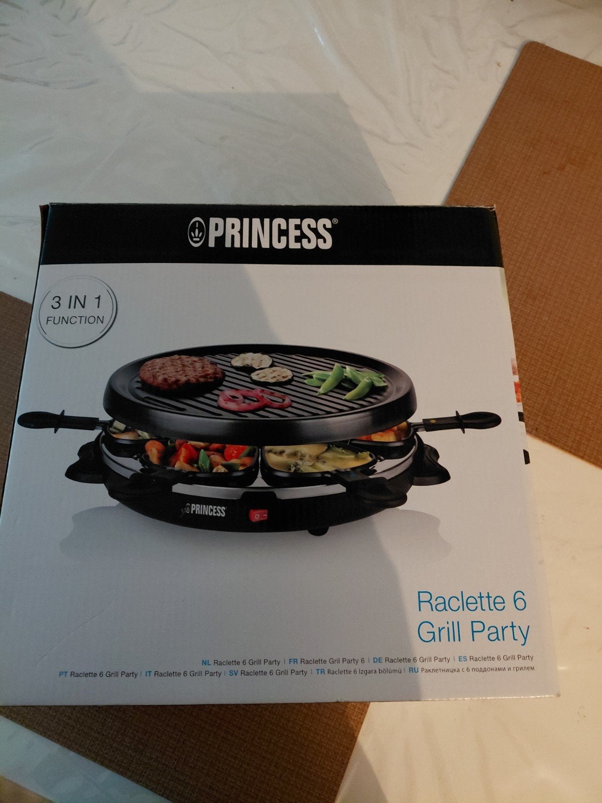 Princess Raclette 6 Grill Party - 3-in-1 Gourmetstel, Witgoed en Apparatuur, Ophalen, Gebruikt, 8 personen of meer
