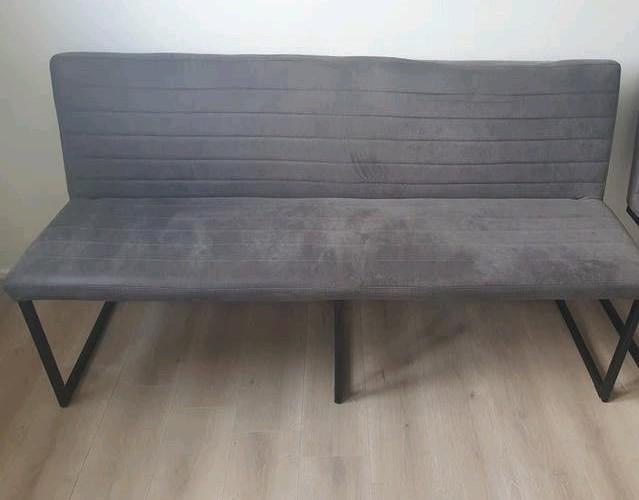 Grijze gestoffeerde eetkamerbank, Ophalen, Gebruikt, Minder dan 75 cm, 150 tot 200 cm