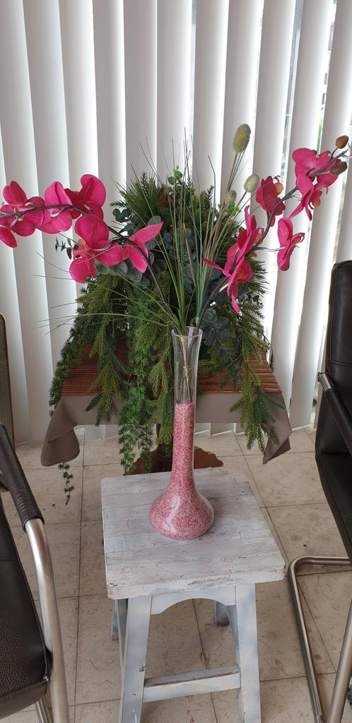 Vaas met kunstbloemen orchideeën, Ophalen, Binnen, Roze, 75 cm