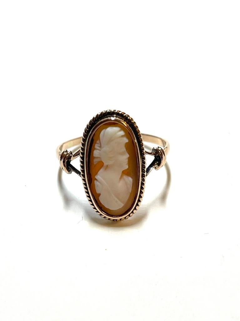 14k roségouden ring met een camee, -, -, Ophalen of Verzenden, Kleiner dan 17