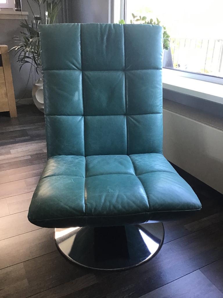 Leren stoel, Ophalen, Minder dan 75 cm, Leer, Zo goed als nieuw