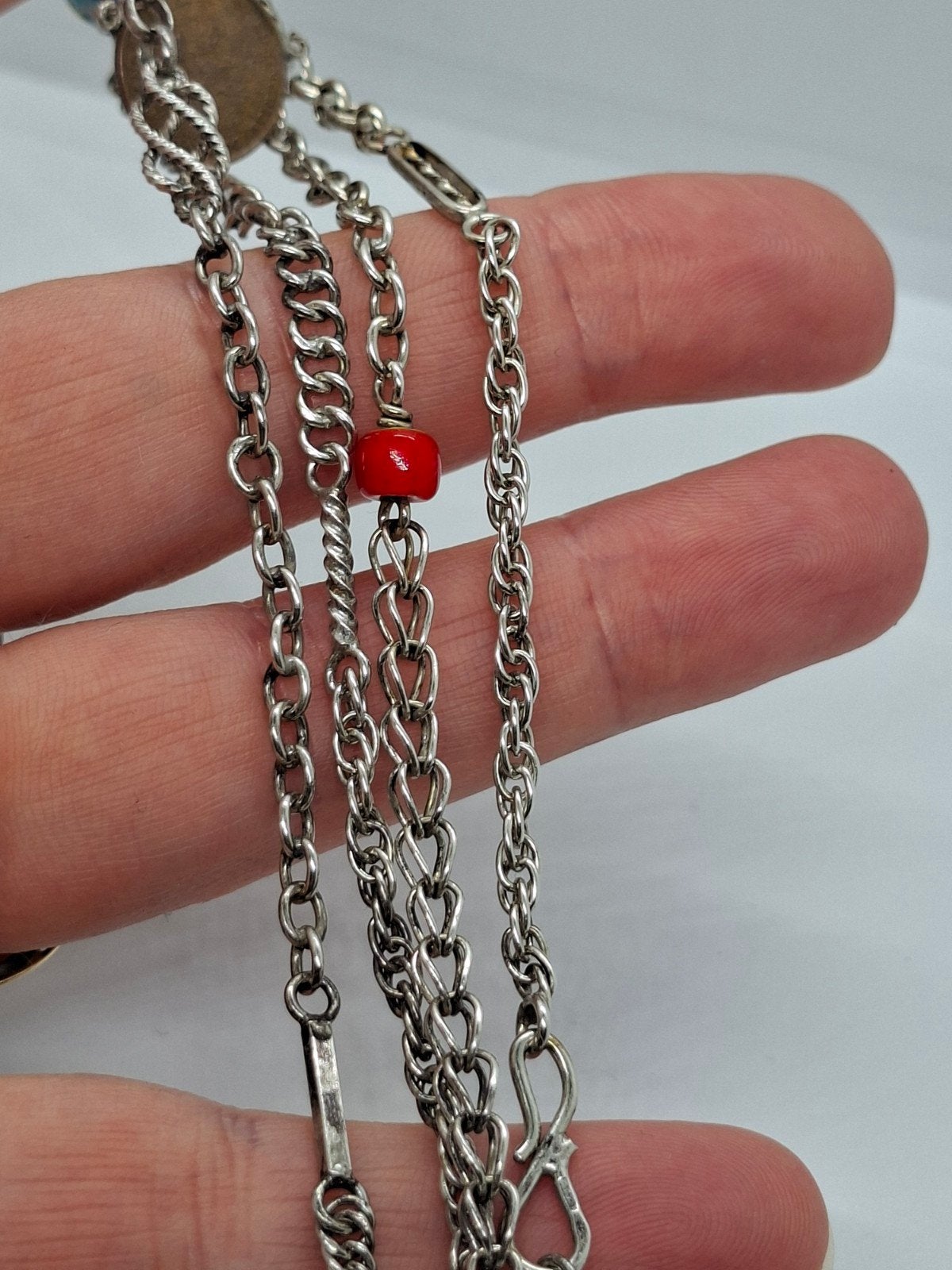 Surinaamse Ale Kondre ketting - Zilver 835 - 73 cm, Ophalen of Verzenden, Zo goed als nieuw, Met edelsteen, Zilver