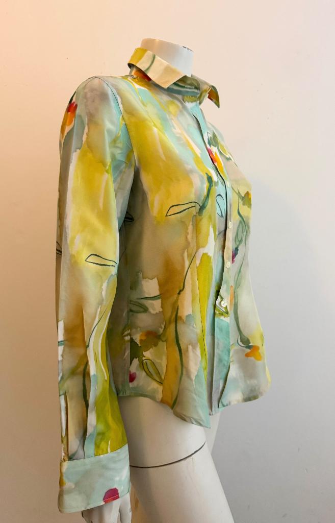 Pauw zijden blouse multicolore S, Ophalen of Verzenden, Zo goed als nieuw