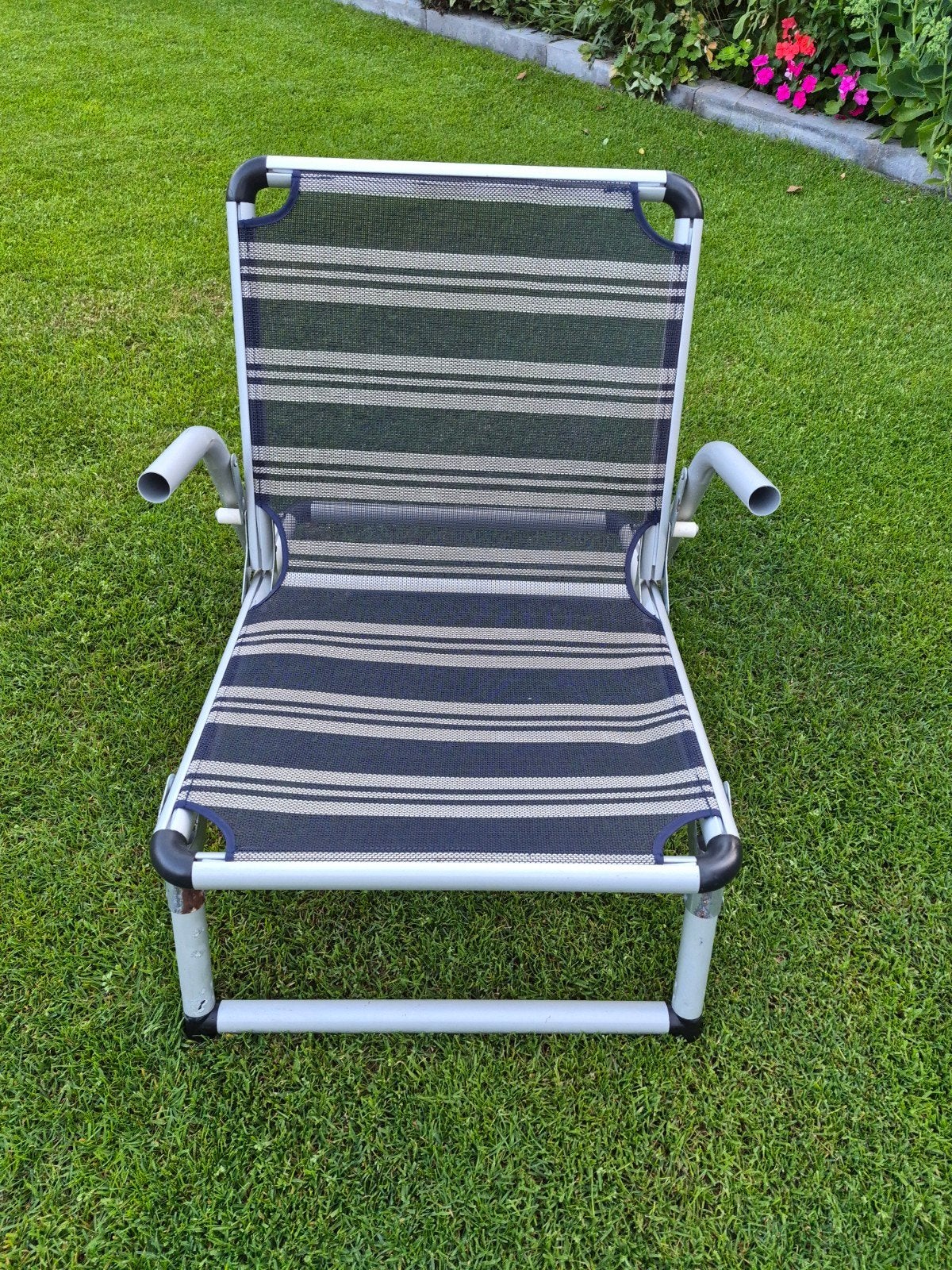 Strandstoel blauw wit(lichtgewicht), Ophalen, Campingstoel