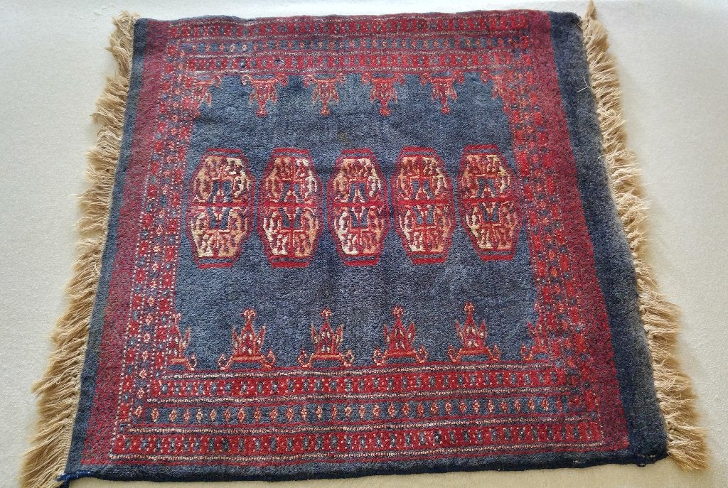 MOOI vierkant Perzisch tapijtje voor tafeltje, 50 tot 100 cm, Blauw, Vierkant, Zo goed als nieuw