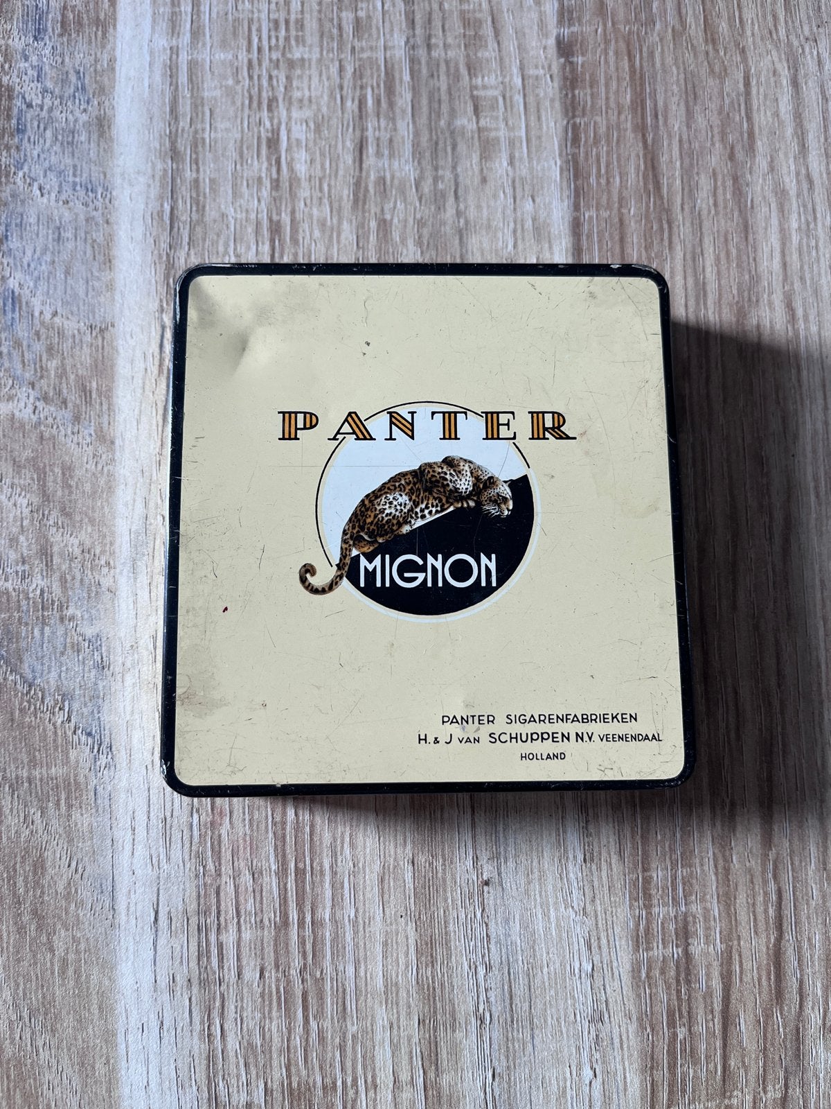 Vintage Panter Mignon Sigarenblikje - H. & J. van Schuppen, Ophalen of Verzenden, Gebruikt, Overige, Overige merken