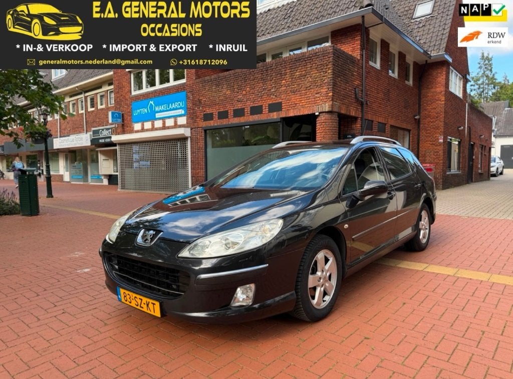 Peugeot 407 2.0 SW AUT 2006 | NEW APK, Auto's, Euro 5, Stof, Zwart, 4 cilinders