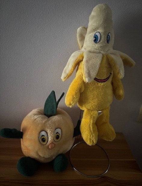 Knuffels fruit banaan(zgan) H.35cm en sinasappel H.20cm, Ophalen of Verzenden, Nieuw, Overige typen