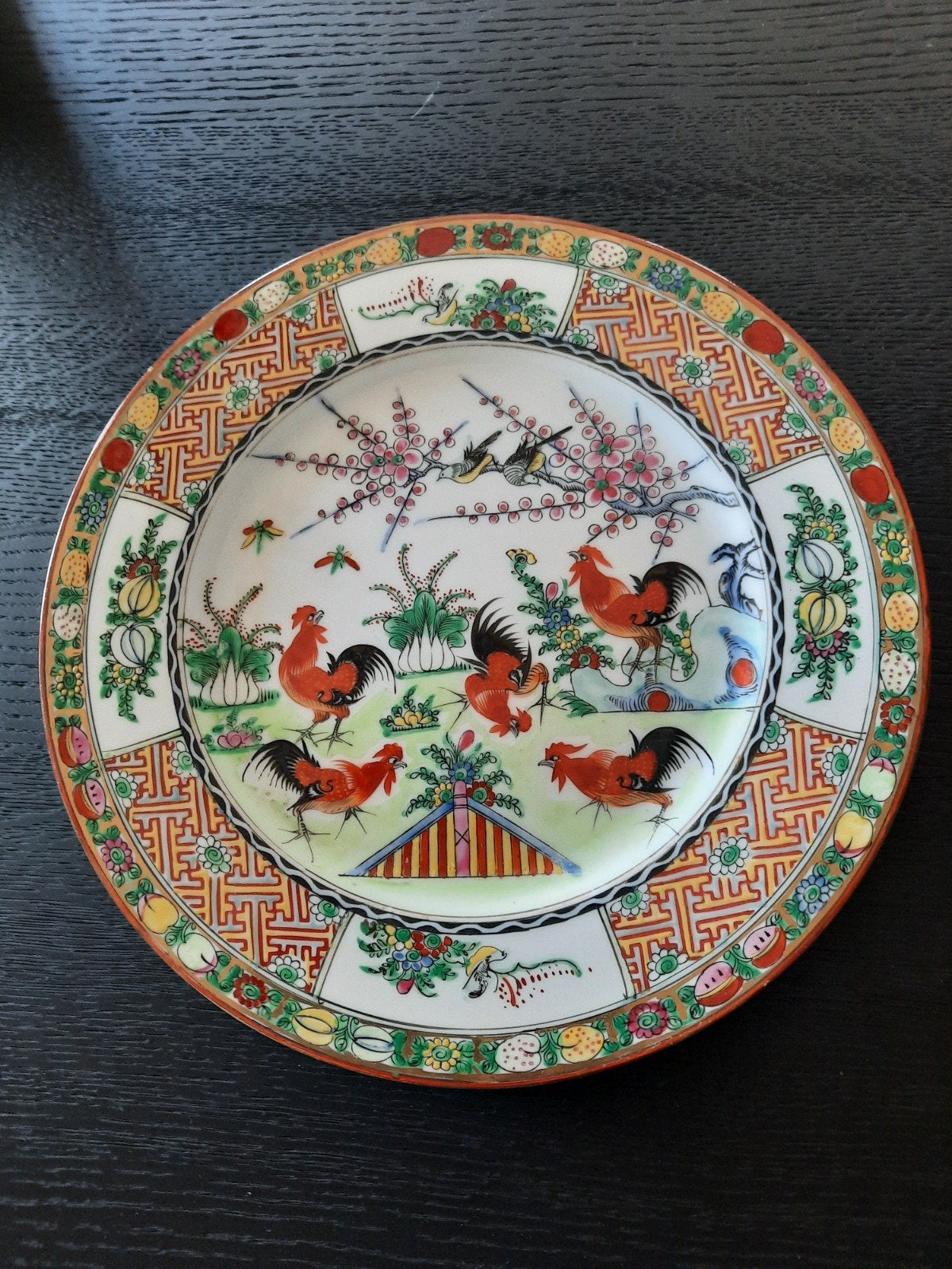 Antiek Chinees porseleinen bord met haanmotief, Antiek en Kunst, Antiek | Porselein, Ophalen of Verzenden