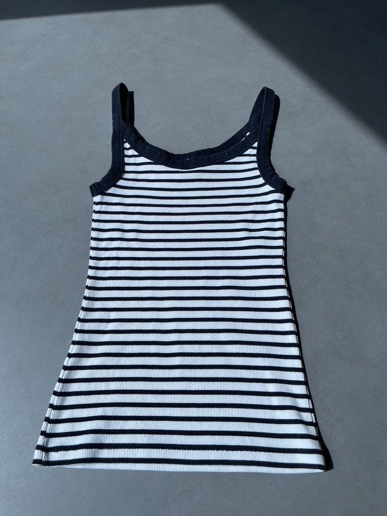 Zwart/wit gestreept H&M topje, maaat XS, Kleding | Dames, Tops, H&M, Verzenden, Zwart, Zonder mouw