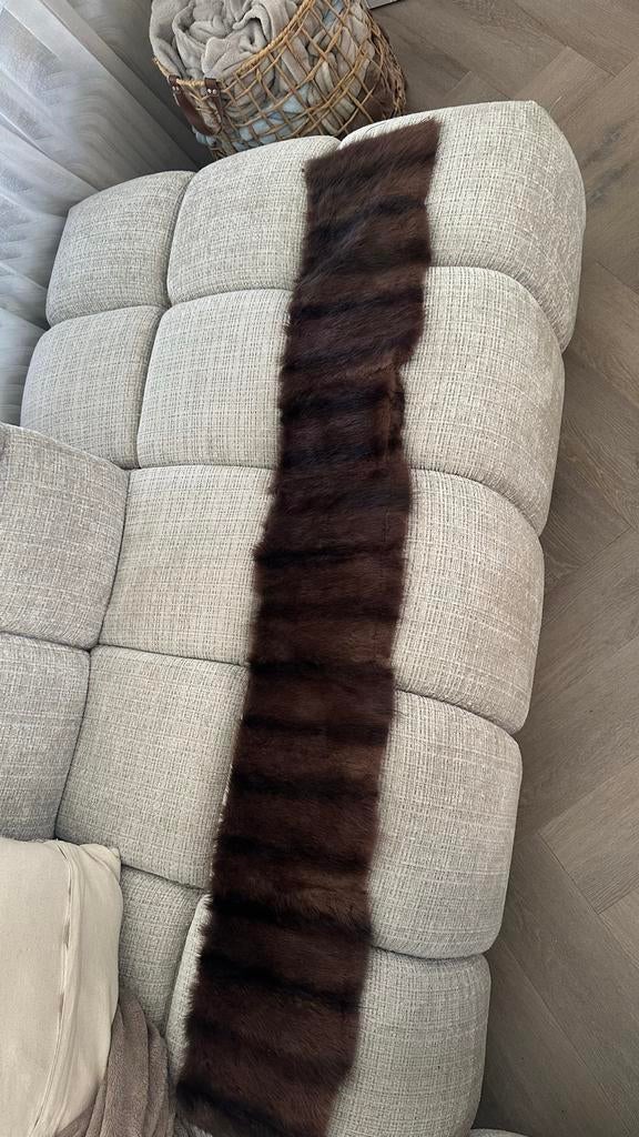 Vintage Echte Nerts Bontstola / Bontsjaal 150 cm Donkerbruin, Ophalen of Verzenden, Dames