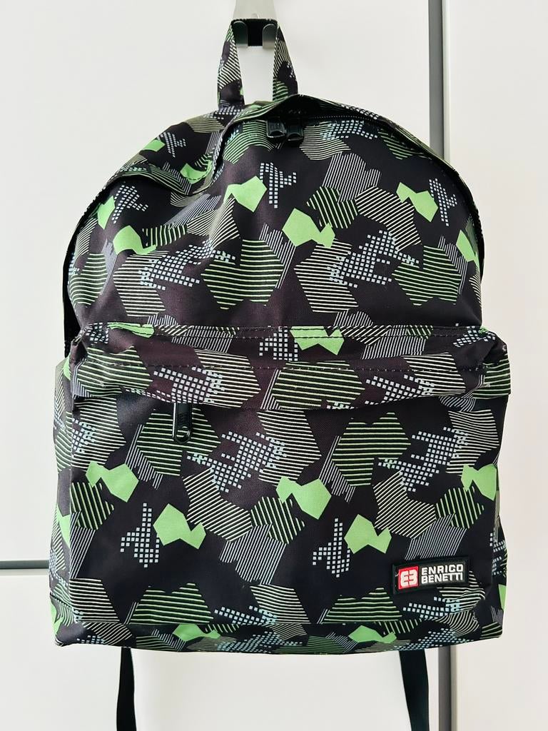 Rugzak Enrico Benetti Zwart/Groen, Overige merken, Gebruikt, 25 tot 40 cm, Ophalen of Verzenden