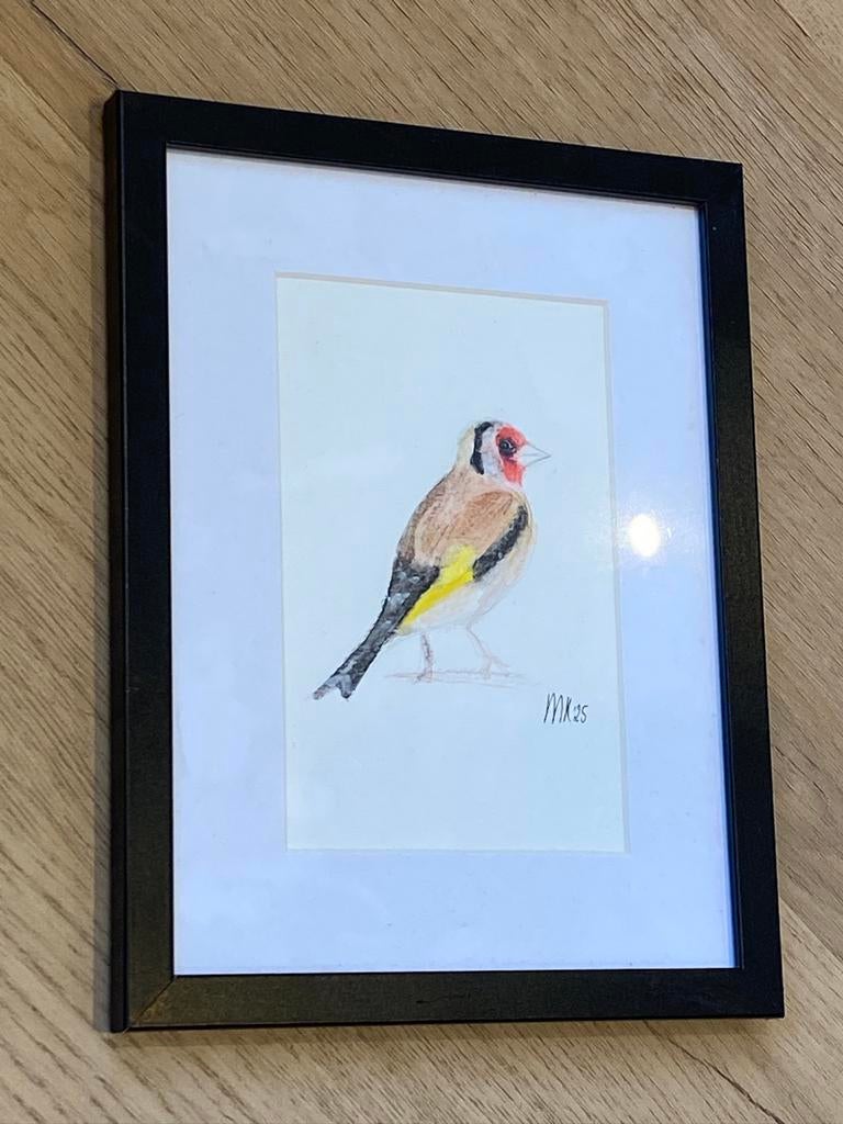 Klein schilderijtje puttertje, Ophalen of Verzenden, Zo goed als nieuw, Hout, Minder dan 50 cm