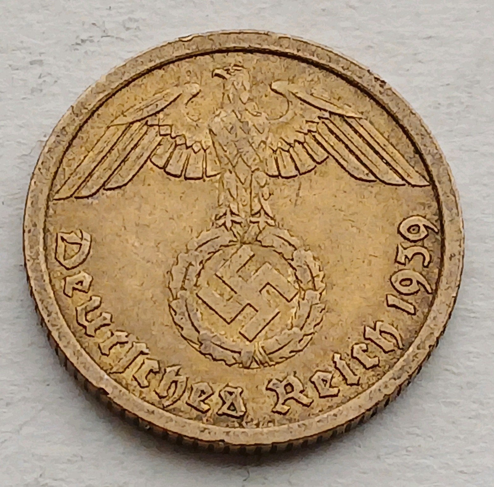 10 Reichspfennig 1939A Nazi Duitsland Oude Munt WO2 Swastika, Ophalen of Verzenden, Landmacht, Duitsland