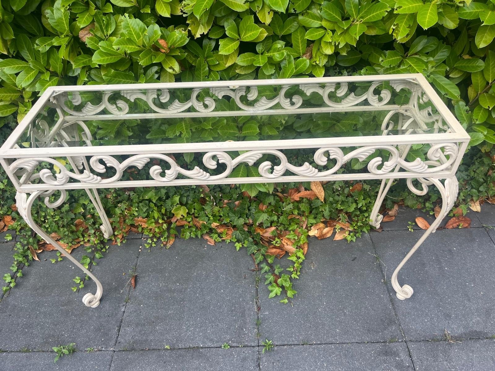 Decoratieve metalen consoletafel met glasplaat, Ophalen