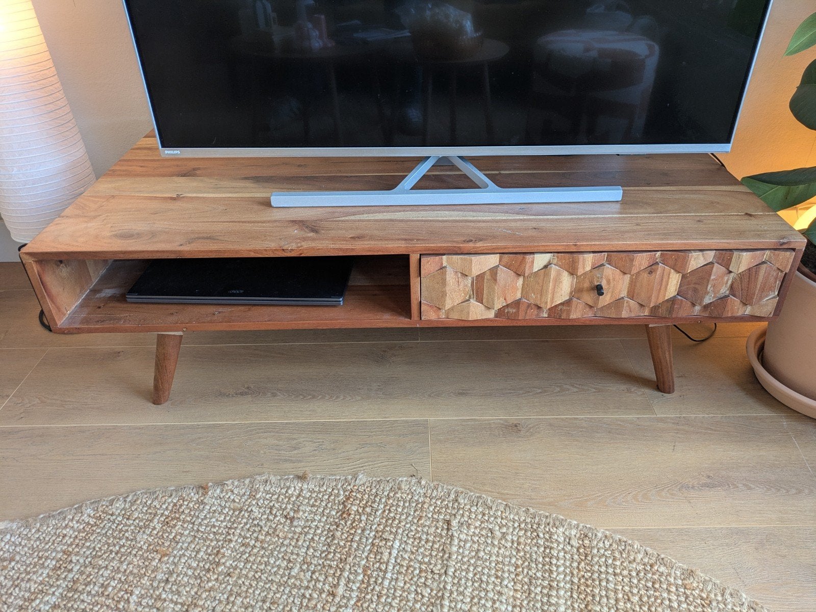 Invicta Interior Salontafel Mystic 117x60cm Acacia Hout, Ophalen, 100 tot 150 cm, Zo goed als nieuw, Minder dan 100 cm