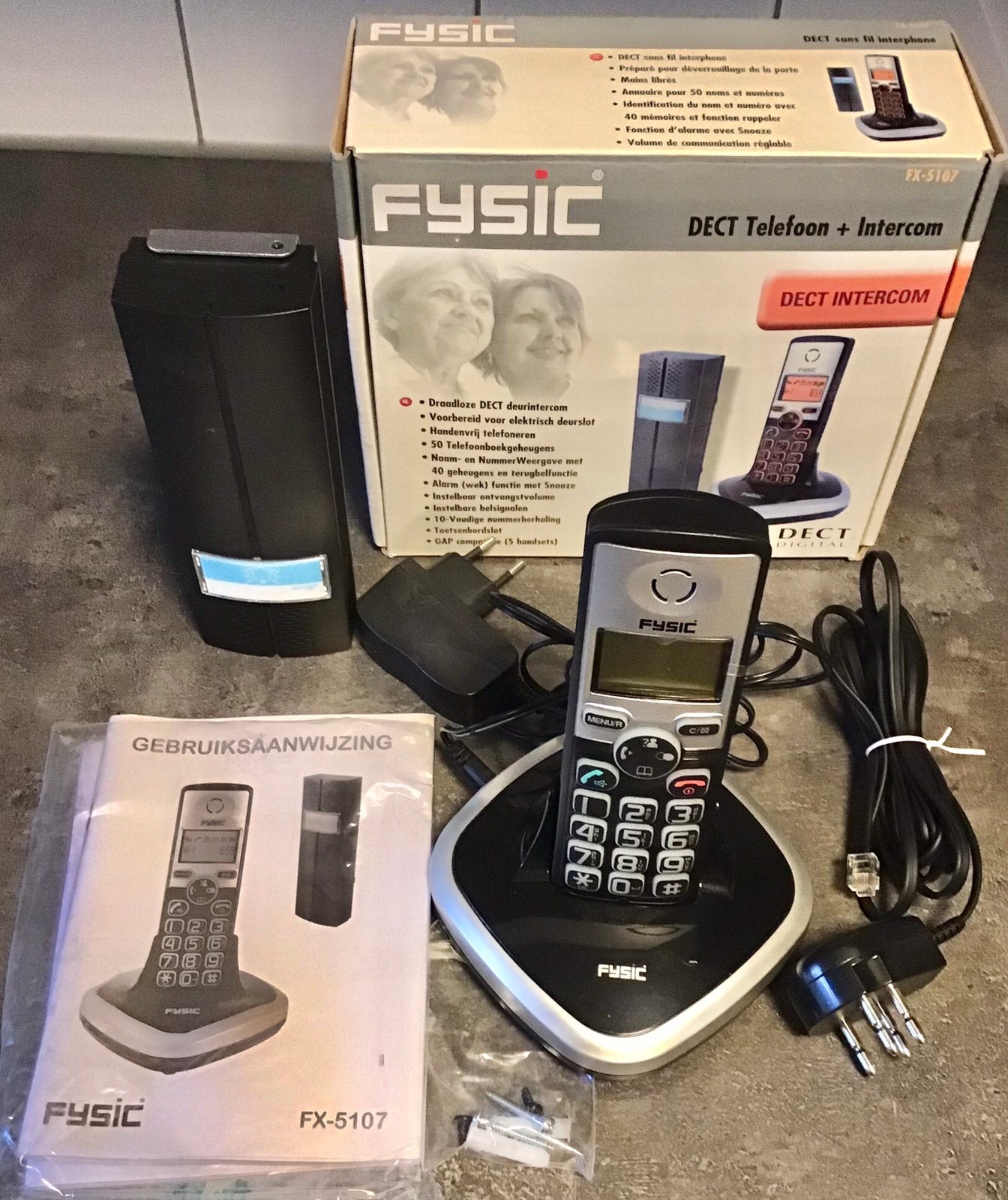 FYSIC DECT FX-5107 DRAADLOZE TELEFOON EN DEURINTERCOM, Telecommunicatie, Vaste telefoons | Handsets en Draadloos, Ophalen of Verzenden