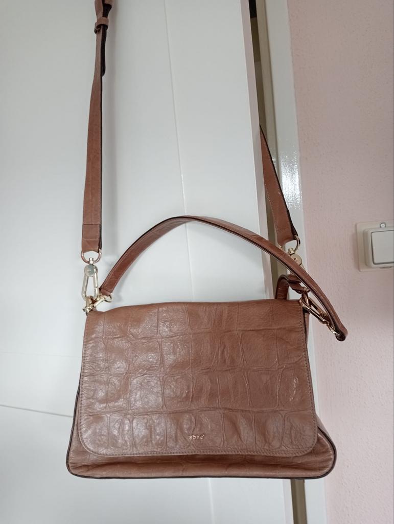 Stijlvolle bruine handtas Abro met croco-print, Ophalen of Verzenden, Zo goed als nieuw, Bruin, Handtas