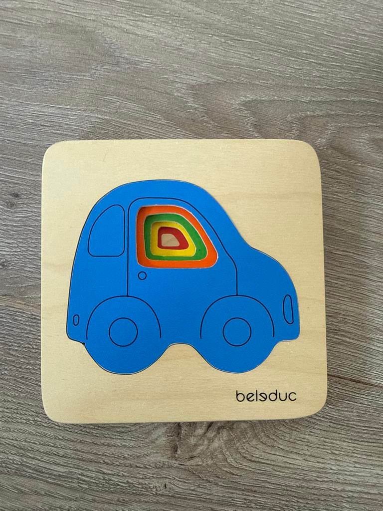 Beleduc Auto Puzzel - Houten Stapelpuzzel voor Kinderen, 2 tot 4 jaar, Gebruikt, 10 tot 50 stukjes, Ophalen of Verzenden