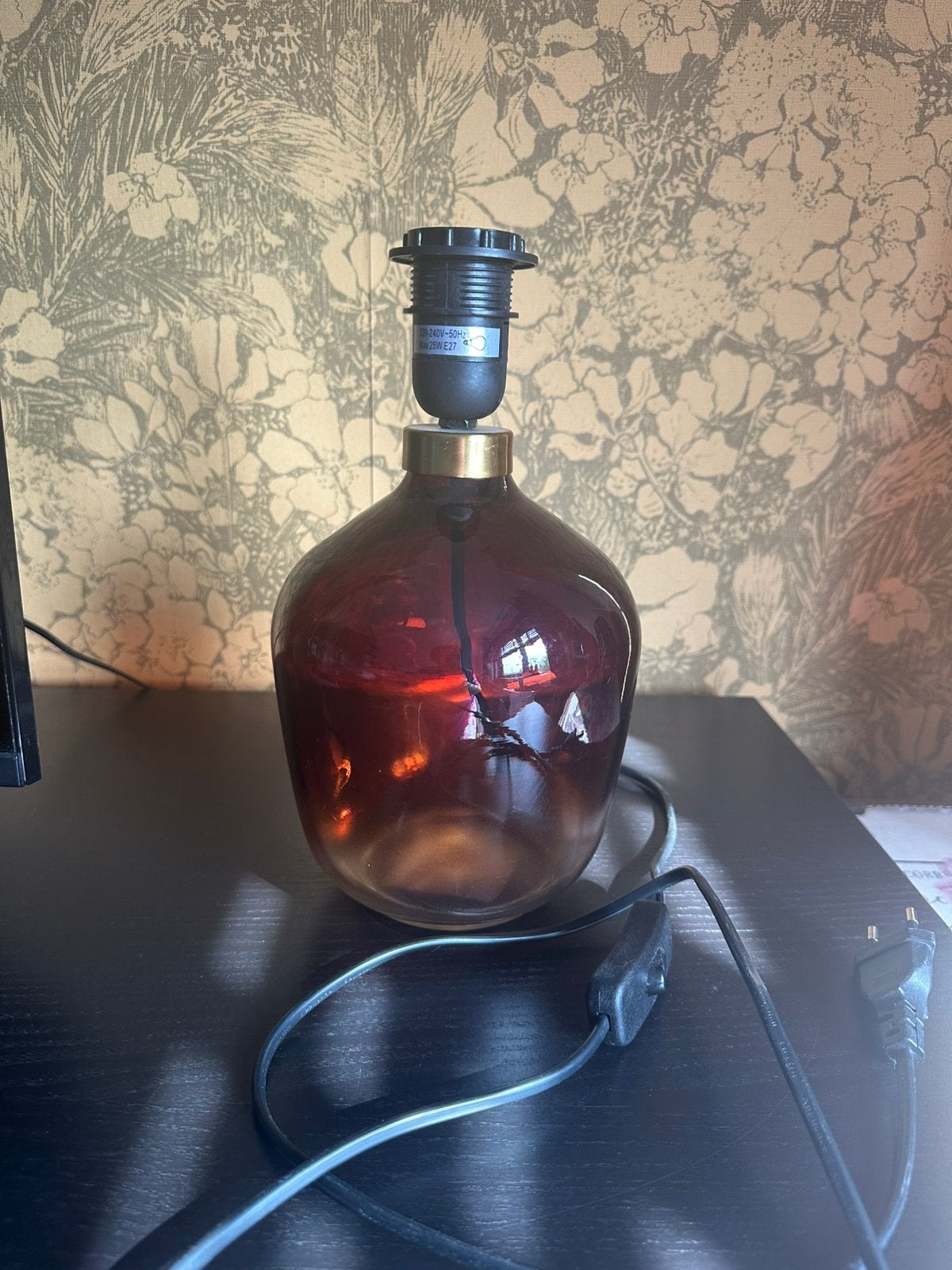 Tafellamp lampvoet amber glas, Ophalen of Verzenden, Zo goed als nieuw, Glas