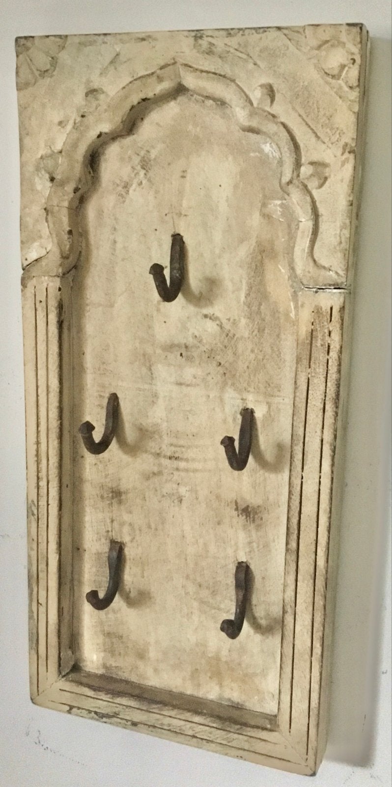 RETRO HOUTEN SLEUTELREKJE - 33,5 X 13,5 CM., Gebruikt, Hout, Vintage, Ophalen of Verzenden