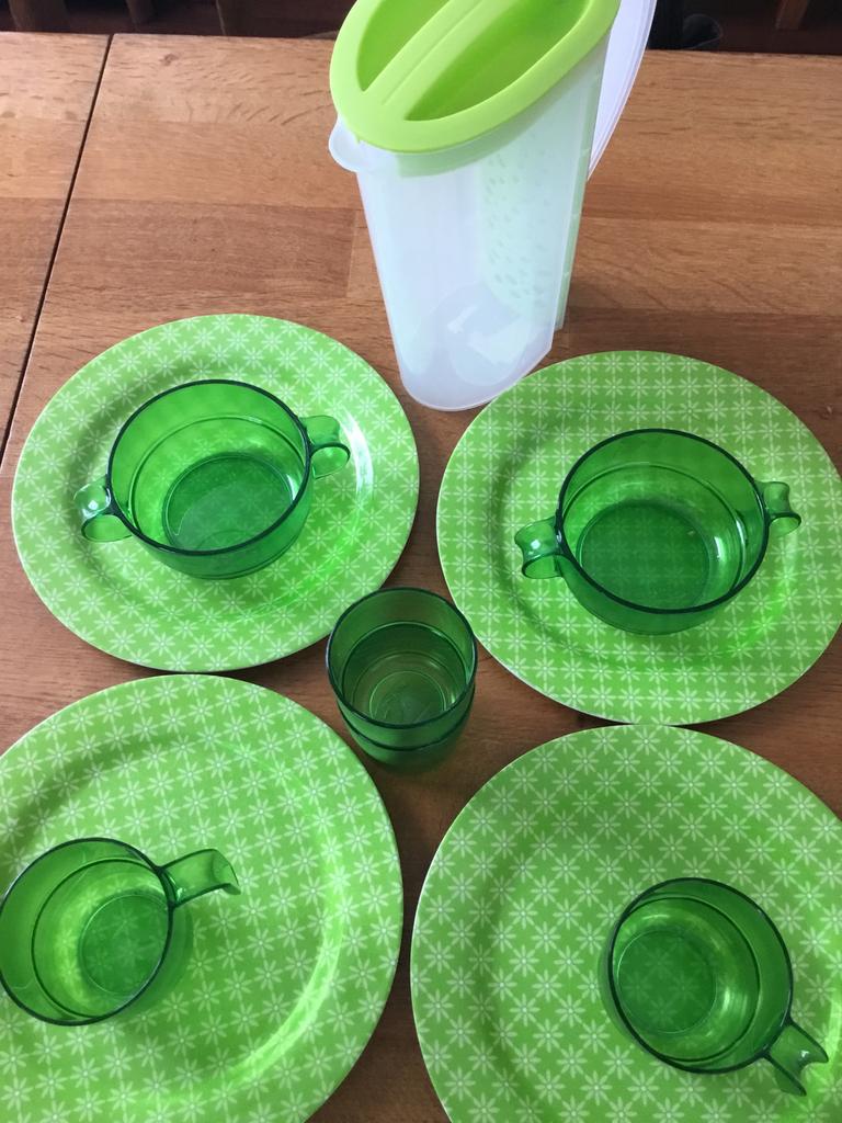 Camping Servies - 2 personen, Caravans en Kamperen, Ophalen, Gebruikt