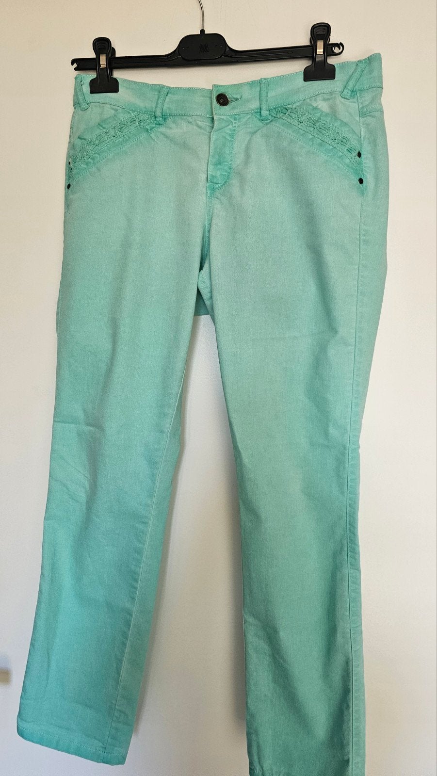Fitt Originals mintgroene broek met kanten details, Maat 38/40 (M), Fitt Originals, Ophalen of Verzenden, Lang