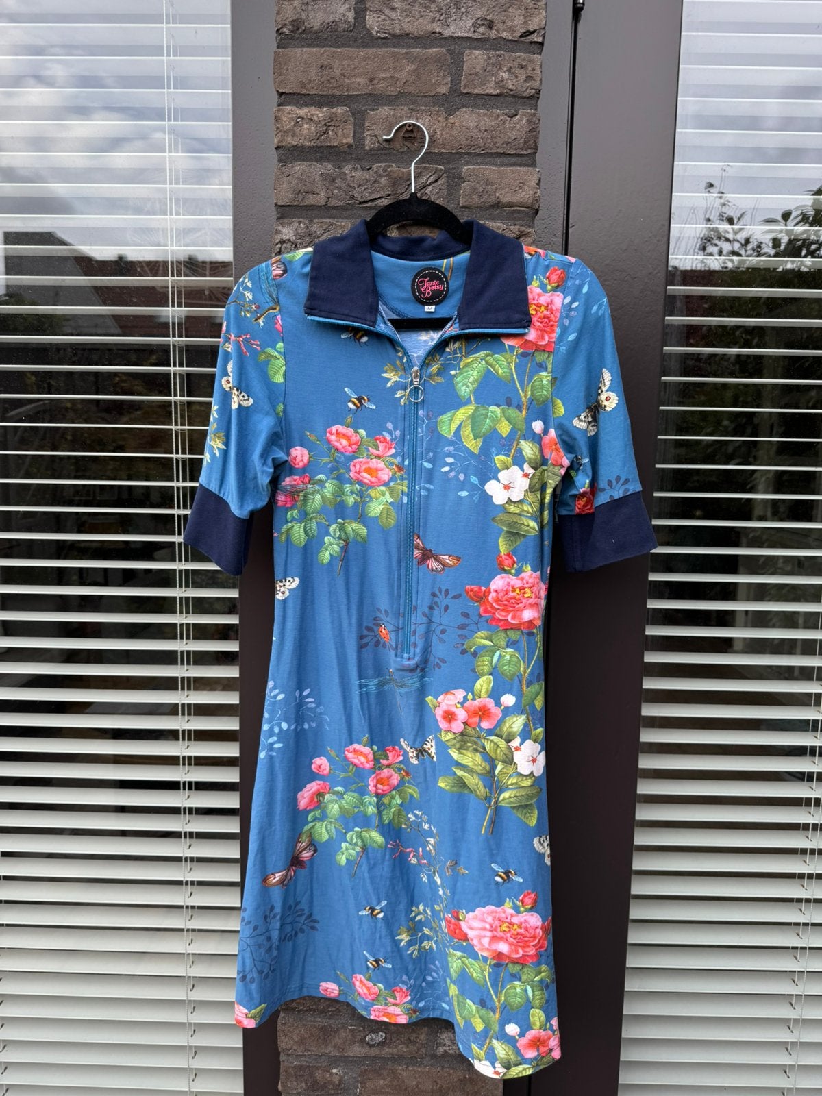Tante Betsy Dress Vintage Garden Blue, maat M, Kleding | Dames, Blauw, Zo goed als nieuw, Knielengte, Ophalen
