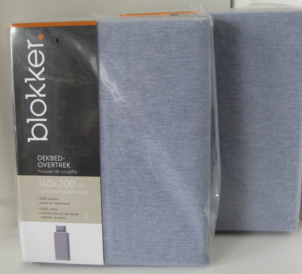 Dekbedovertrekset Lichtblauw 2 x eenpersoons + kussensloop, Eenpersoons, Blauw, Dekbedovertrek, Katoen