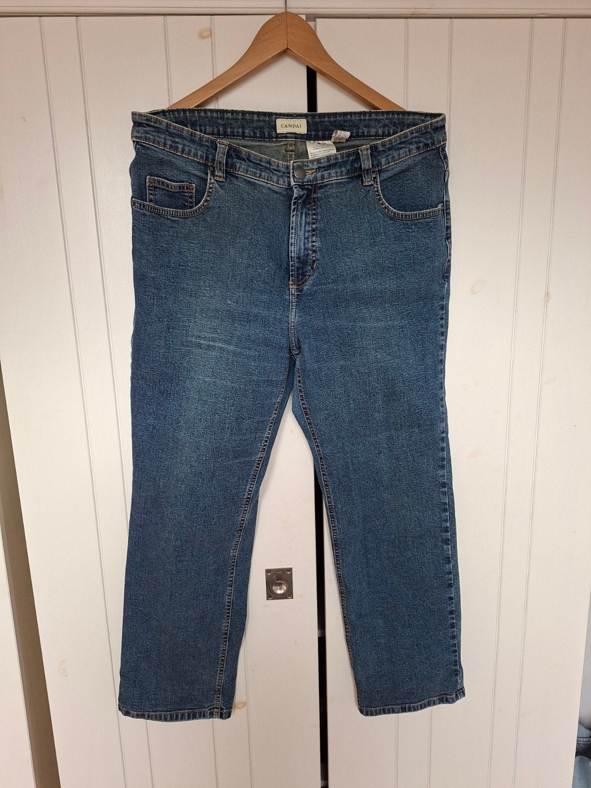 Canda C&A middenblauwe kuit spijkerbroek maat 46, Blauw, Overige jeansmaten, Ophalen of Verzenden, Gedragen