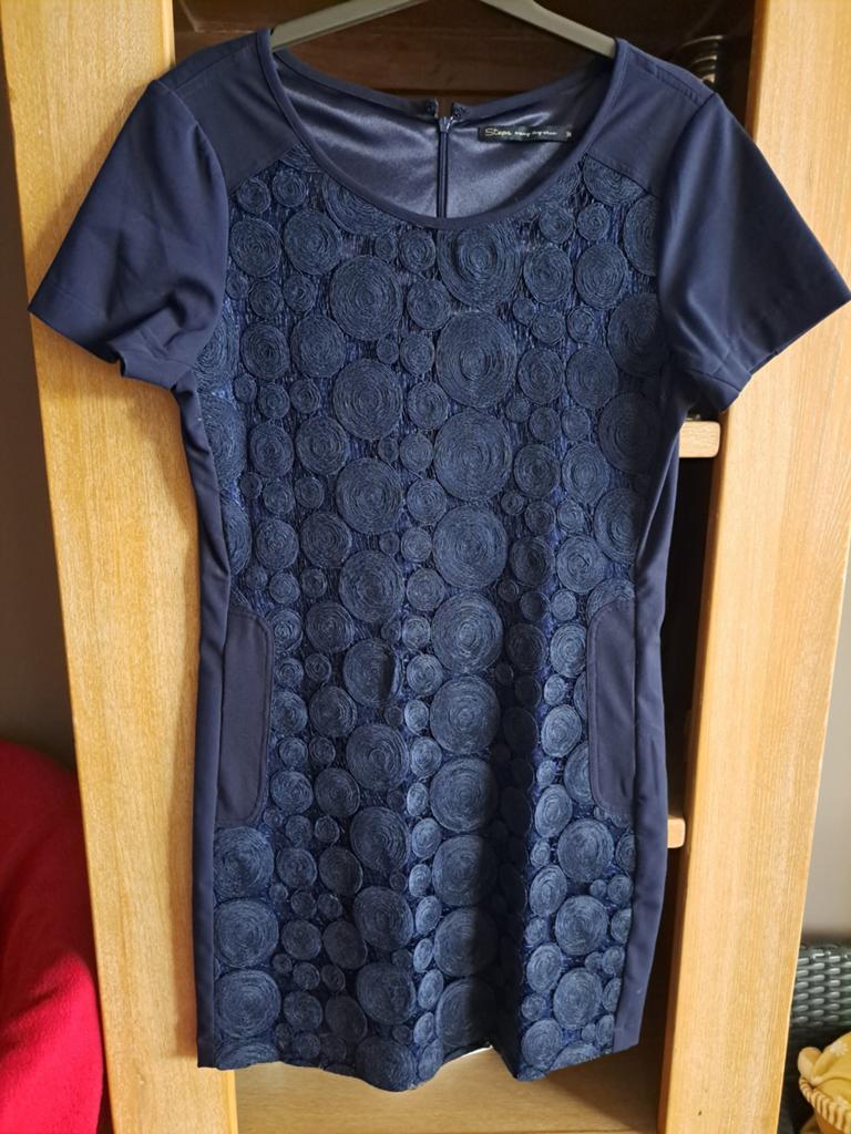 Steps jurk met cirkelpatroon, maat M, Kleding | Dames, Jurken, Zo goed als nieuw, Maat 38/40 (M), Blauw, Boven de knie, Ophalen of Verzenden