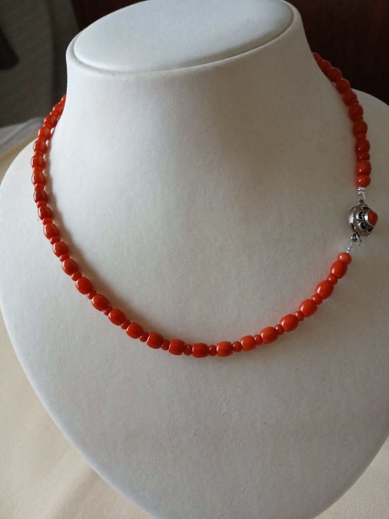 Bloedkoralen halssieraad, 48 cm, Verzenden, Gebruikt, Oranje, Steen of Mineraal