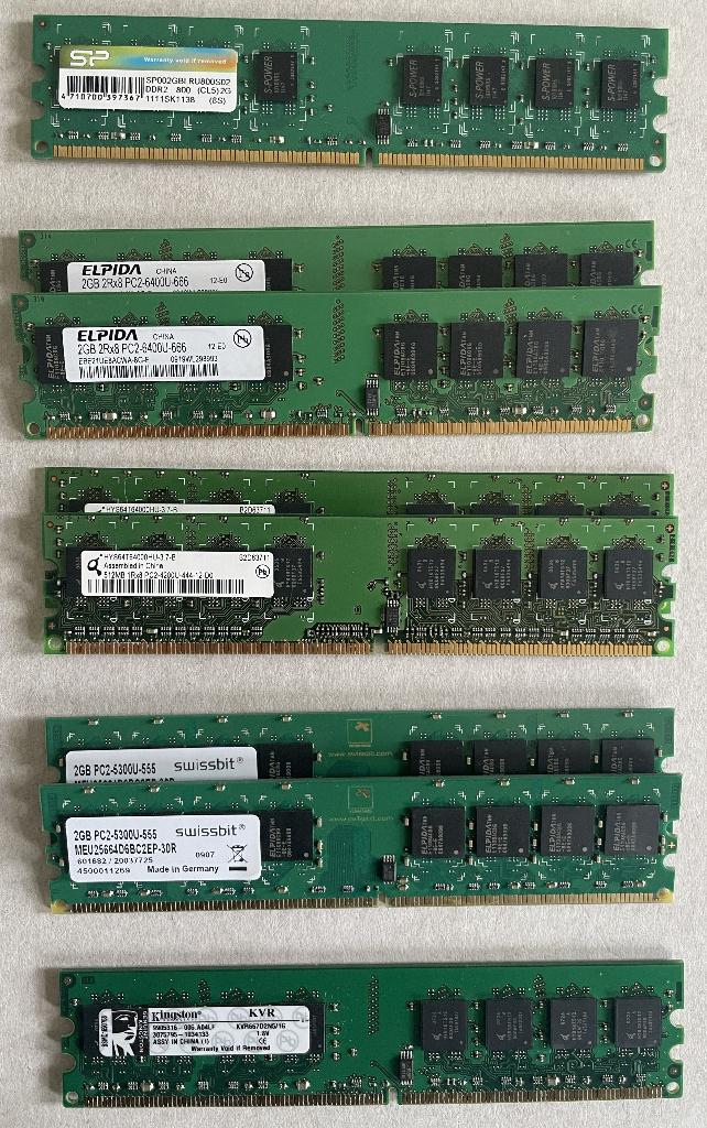 8X DDR2 Ram modules verschillende merken. Zie beschrijving, Gebruikt, Ophalen of Verzenden, DDR2, Desktop